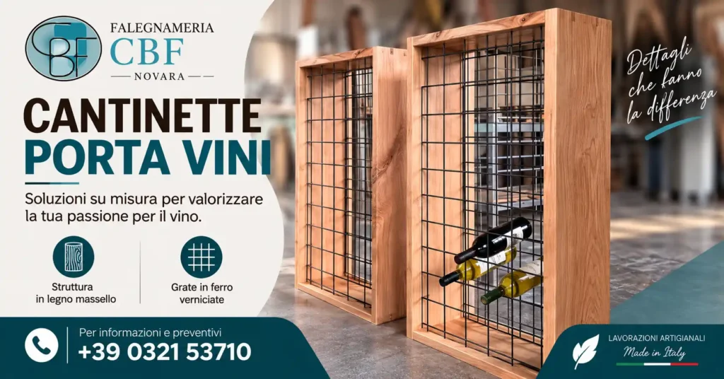 Scopri di più sull'articolo Cantinette porta vini su misura in legno e ferro